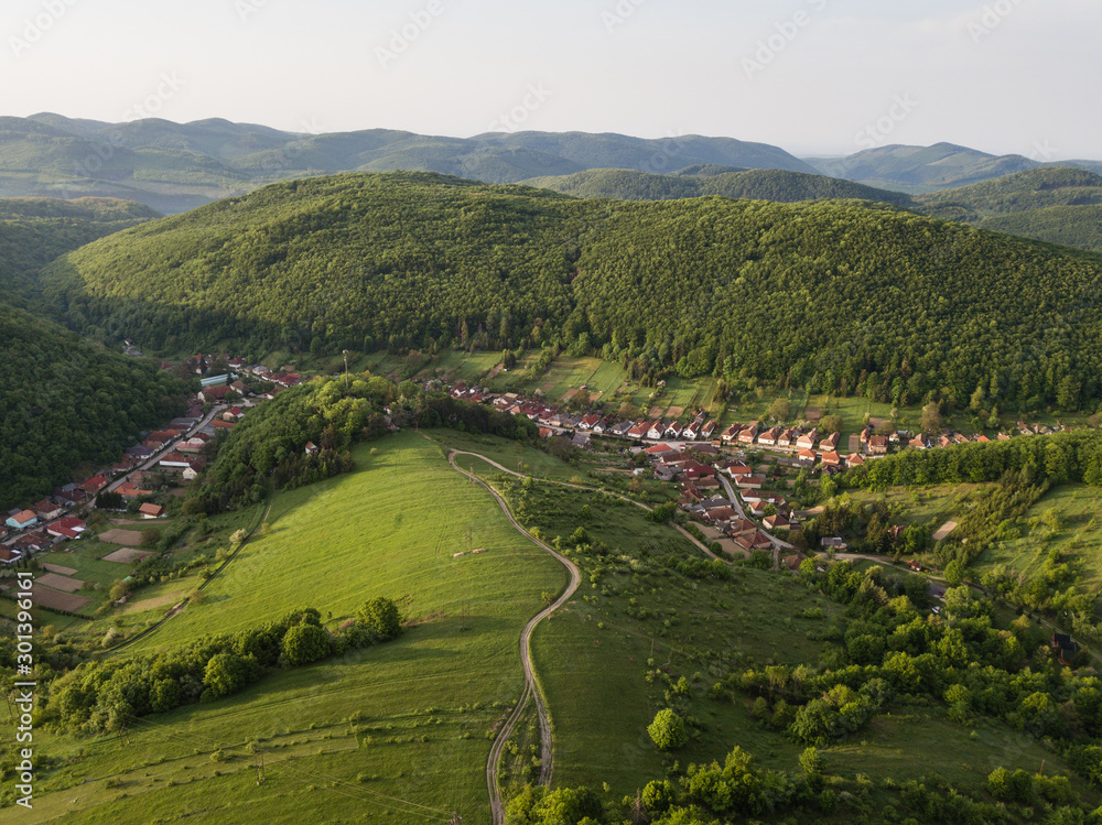 Fototapeta premium Aerial view to Bukk Mountains National Park, Hungary