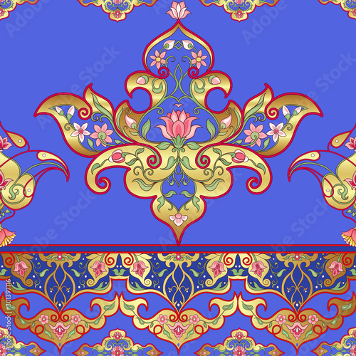 Eastern ethnic motif, traditional muslim ornament. Seamless pattern, background. Vector illustration