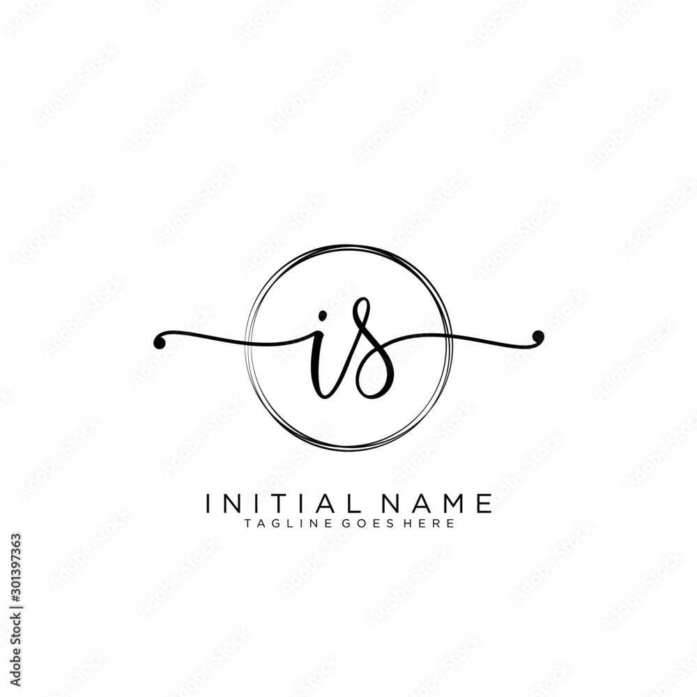 IS Initial handwriting logo with circle template vector. IS Initial handwriting logo with circle template vector.