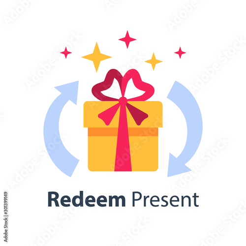 Special reward, prize giveaway, loyalty present, incentive or perks, bonus program