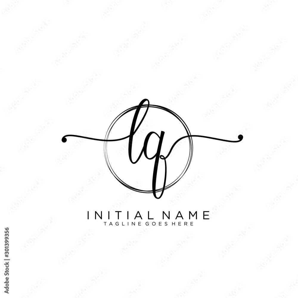 LQ Initial handwriting logo with circle template vector. LQ Initial handwriting logo with circle template vector.