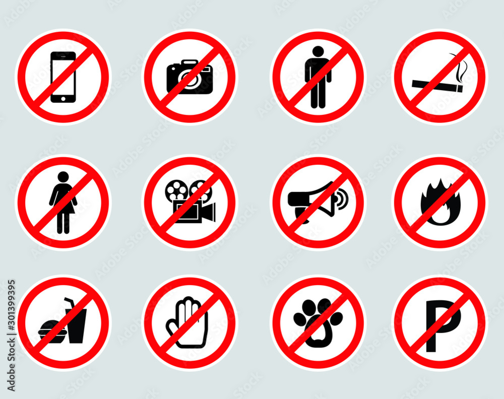 set of prohibition vector signs set of prohibition vector signs