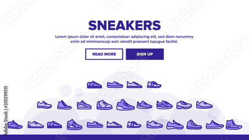 Collection Sneakers Thin Line Icons Set Vector. Man And Woman Shoes Sneakers Linear Pictograms. Boots Footweare Stock Fashion Modern Accessory Concept Monochrome Contour Illustrations