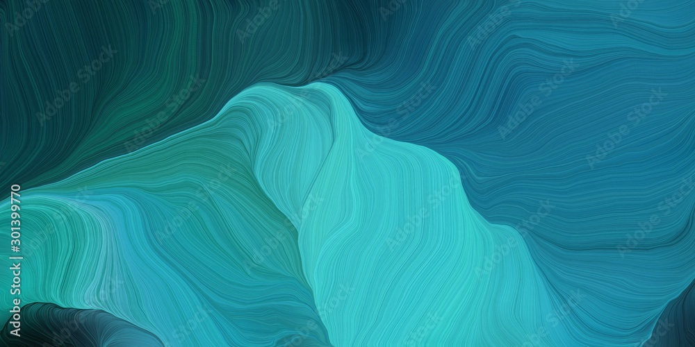 Fototapeta abstract design swirl waves. can be used as wallpaper, background graphic or texture. graphic illustration with teal, dark cyan and medium turquoise colors