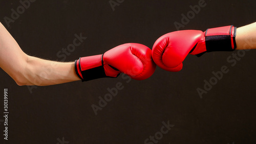 Professional boxer in red boxing gloves. Sport concept © Oleg Samoylov