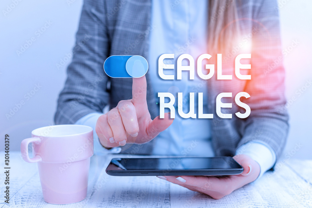 Fotografie Text sign showing Eagle Rules