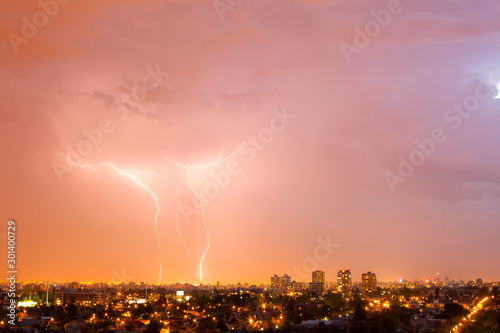 Electric storm over Santiago de Chile, a very unusual phenomenon in this city.
