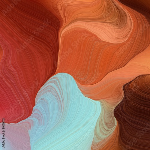 quadratic graphic illustration with sienna, pastel blue and dark gray colors. abstract colorful waves motion. can be used as wallpaper, background graphic or texture