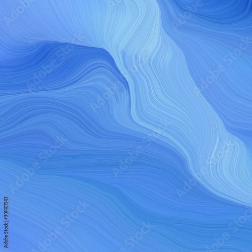 quadratic graphic illustration with corn flower blue, baby blue and sky blue colors. abstract colorful waves motion. can be used as wallpaper, background graphic or texture © Eigens