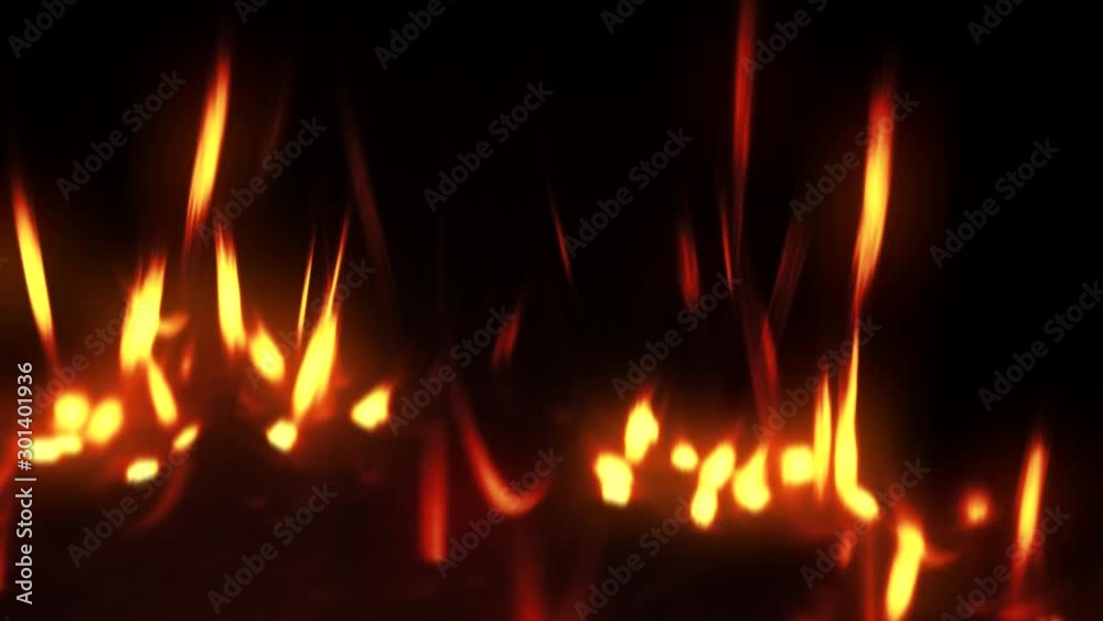 Fire flames motion. Bright sparks. Defocused red orange specks on black background. Fire flames motion. Bright sparks. Defocused red orange specks on black background.