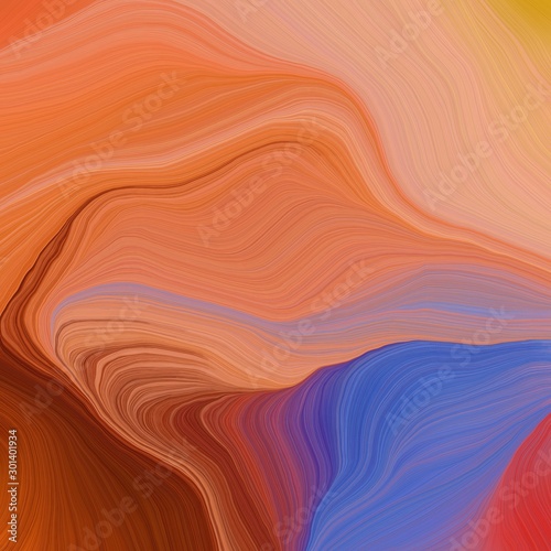 square graphic illustration with peru, slate blue and old mauve colors. abstract colorful waves motion. can be used as wallpaper, background graphic or texture