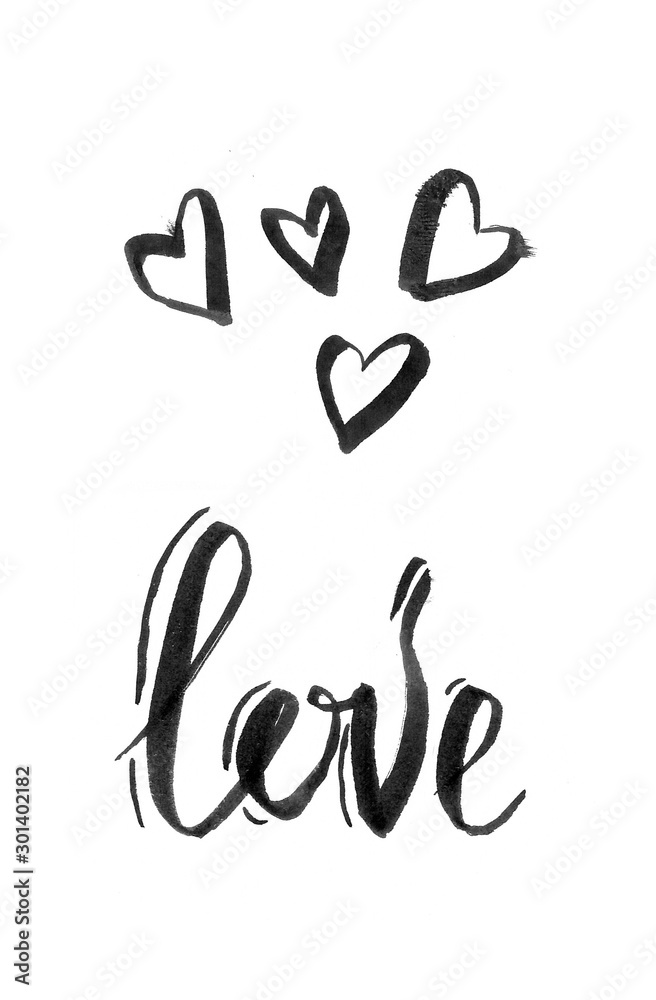 hand drawn love text lettering calligraphy made with ink brush hand drawn love text lettering calligraphy made with ink brush