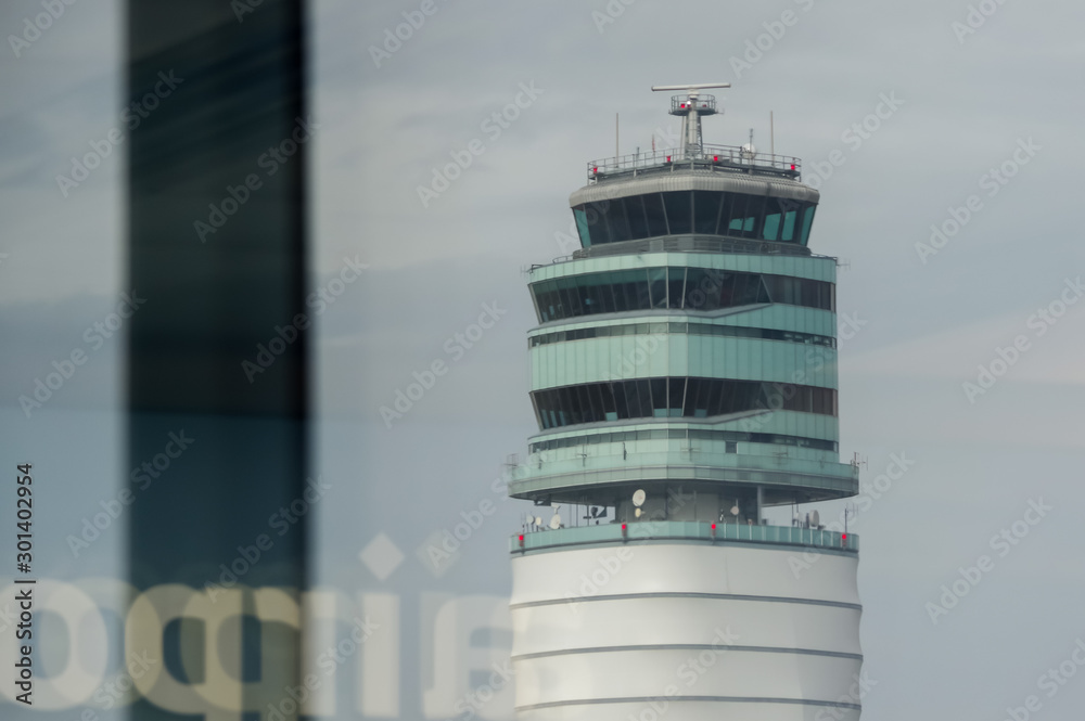 wien international airport, Wien, 11/02/2019 , Control Tower in Wien international airport.