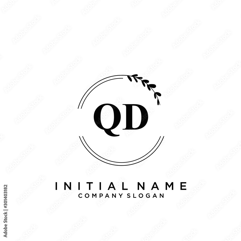Letter QD Beauty Logo Template Vector