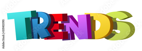 Colorful illustration of "Trends" word