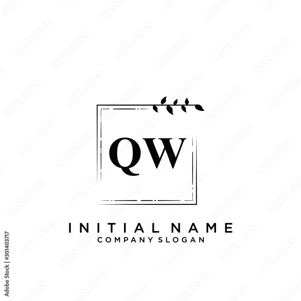 Fototapeta premium Letter QW Beauty Logo Template Vector