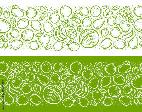 Fruits seamless pattern. Food concept. Decorative background vector illustration