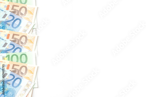 euro bank note on white background