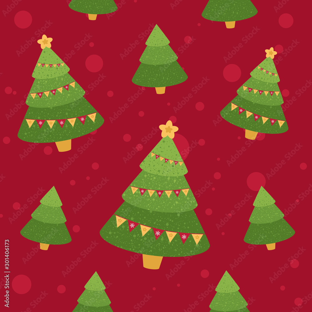 Seamless pattern Merry Christmas. Tree. Vector illustration