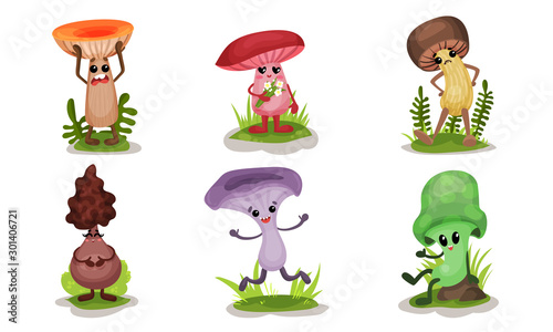 Fantastic Mushrooms Of Different Design Vector Illustration Set