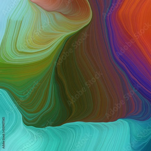 quadratic graphic illustration with old mauve, medium turquoise and dark sea green colors. abstract colorful swirl motion. can be used as wallpaper, background graphic or texture © Eigens