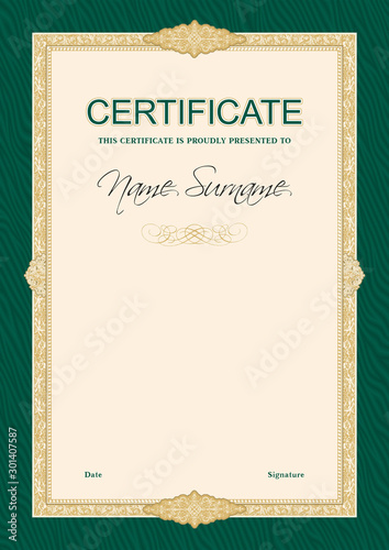 Certificate or diploma retro vintage template
