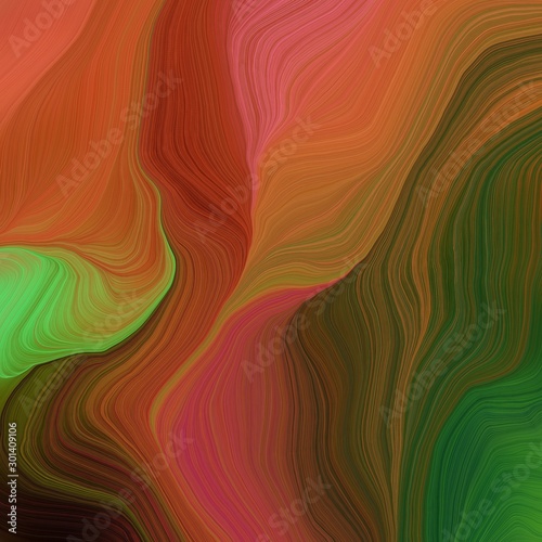 square graphic illustration with brown  sienna and very dark green colors. abstract colorful swirl motion. can be used as wallpaper  background graphic or texture