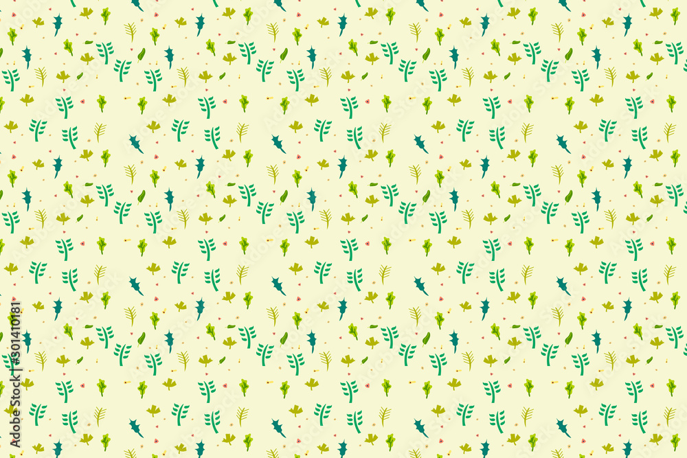 Seamless abstract pattern of autumn, spring or summer leaves vector illustration
