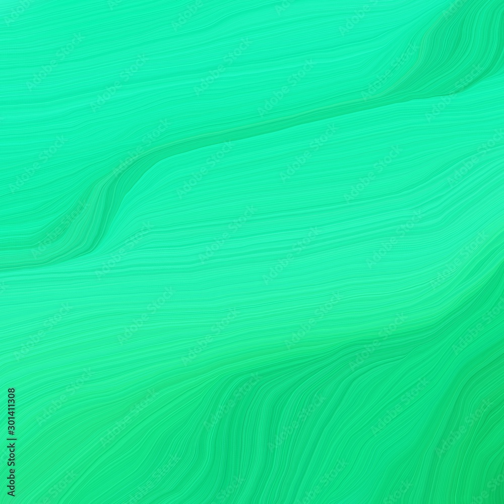 Plakat square graphic illustration with medium spring green, spring green and medium sea green colors. abstract fractal swirl motion waves. can be used as wallpaper, background graphic or texture