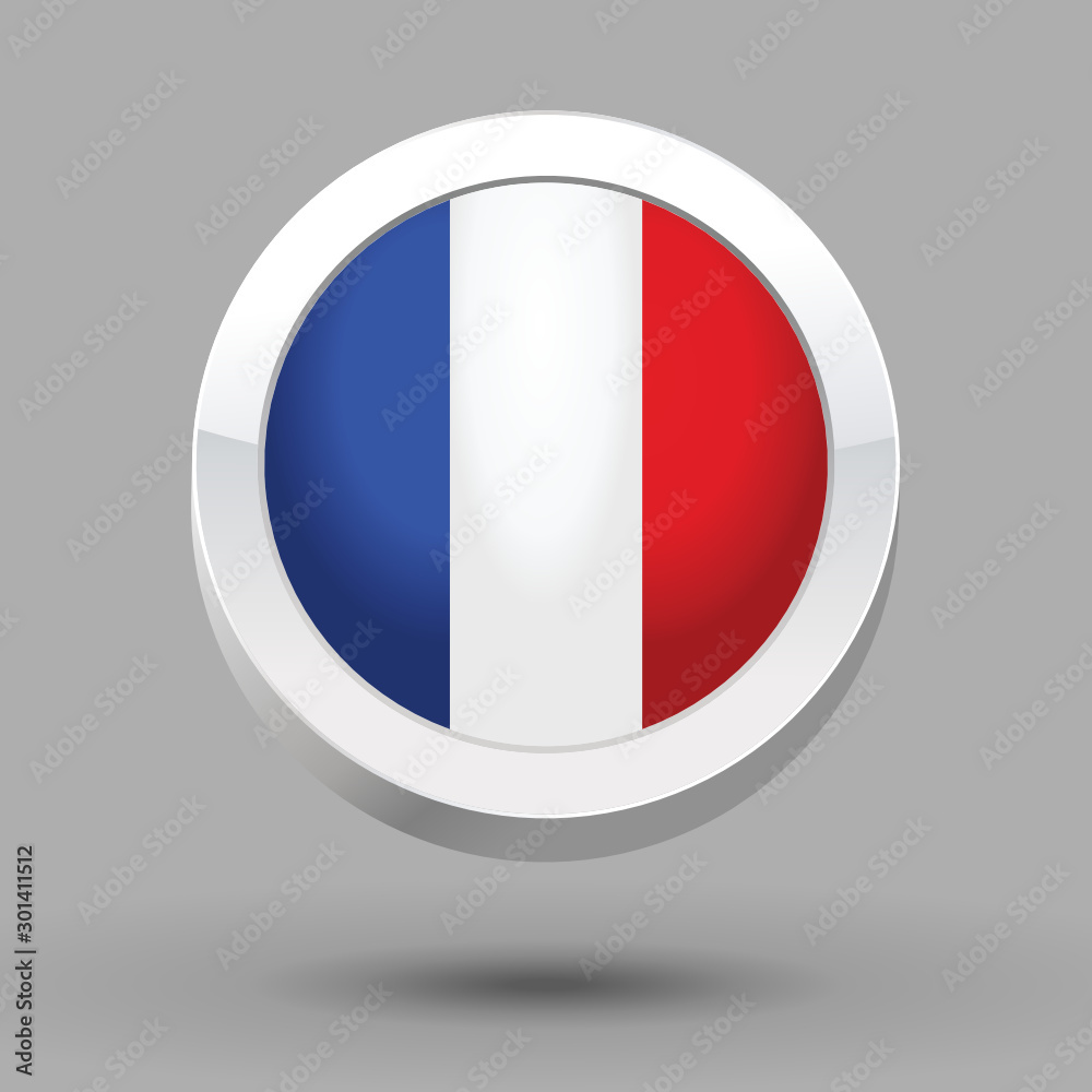 France flag in 3D circle frame France flag in 3D circle frame