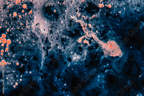 abstract background with soap foam and acrylic painting