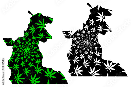 Maniema Province (Democratic Republic of the Congo, DR Congo, DRC, Congo-Kinshasa) map is designed cannabis leaf green and black, Maniema map made of marijuana (marihuana,THC) foliage.... photo
