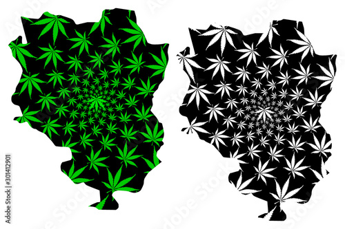 Sankuru Province (Democratic Republic of the Congo, DR Congo, DRC, Congo-Kinshasa) map is designed cannabis leaf green and black, Sankuru map made of marijuana (marihuana,THC) foliage.... photo