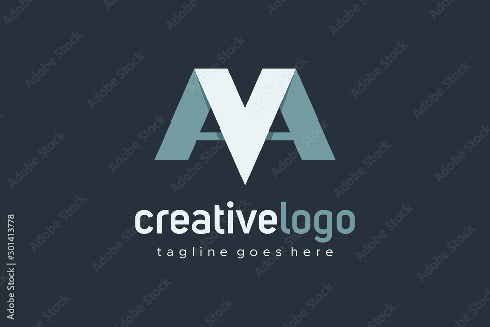 Initial Letter A and V and M Logo Ribbon Paper Flat Vector Logo Design Initial Letter A and V and M Logo Ribbon Paper Flat Vector Logo Design