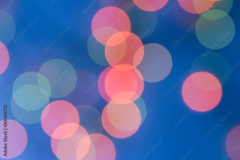Blue blurred background,winter backdrop.Abstract christmas bokeh.