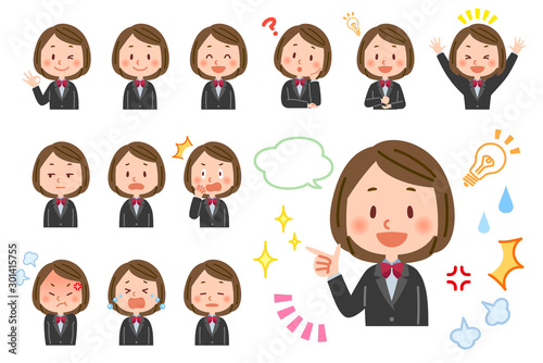 学生（女性）　表情セット
