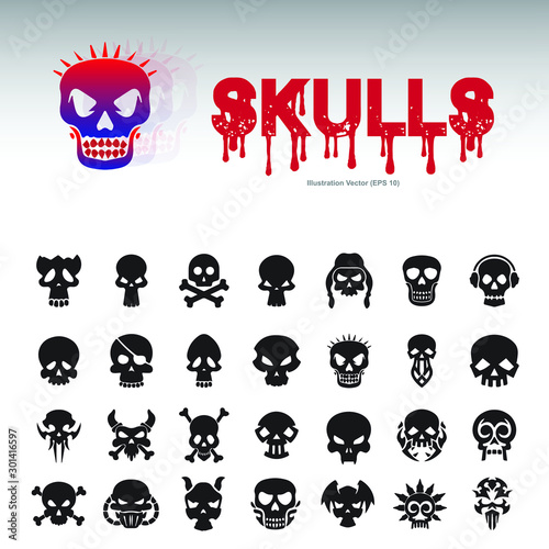 set of vector skull logo designs