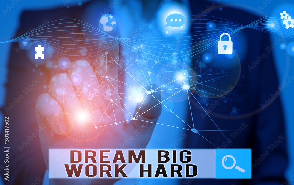 Word writing text Dream Big Work Hard. Business photo showcasing Believe in yourself and follow the dreams and goals Picture photo system network scheme modern technology smart device Word writing text Dream Big Work Hard. Business photo showcasing Believe in yourself and follow the dreams and goals Picture photo system network scheme modern technology smart device