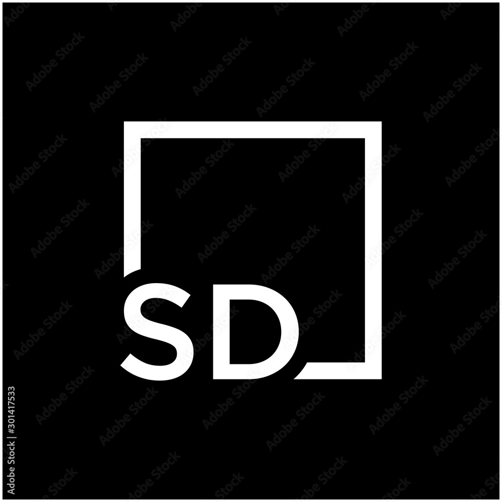 Letter SD Logo design with square frame line art. business consulting  concept. studio,room,group icon. Suitable for business, consulting group  company. - vector Stock Vector | Adobe Stock