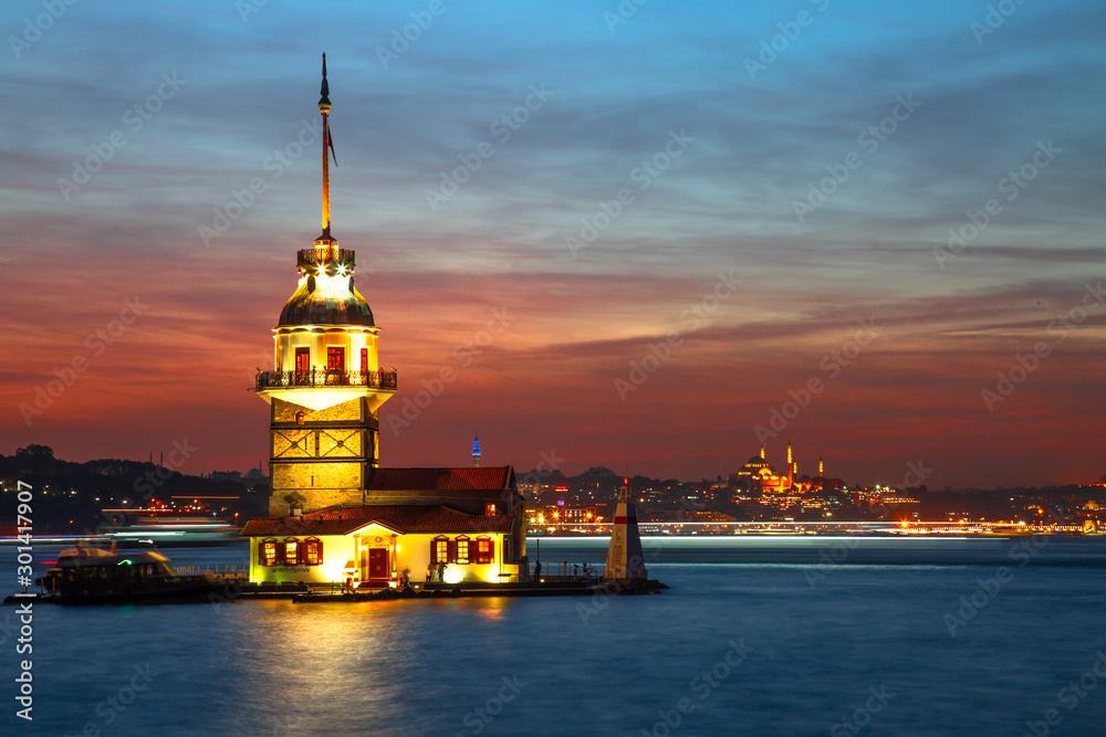 Maiden's Tower taken with long exposure at sunset