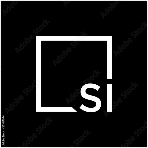 Letter SI Logo design with square frame line art. business consulting concept. studio,room,group icon. Suitable for business, consulting group company. - vector