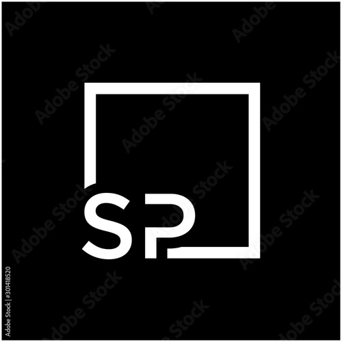 Fototapeta Naklejka Na Ścianę i Meble -  Letter SP Logo design with square frame line art. business consulting concept. studio,room,group icon. Suitable for business, consulting group company. - vector