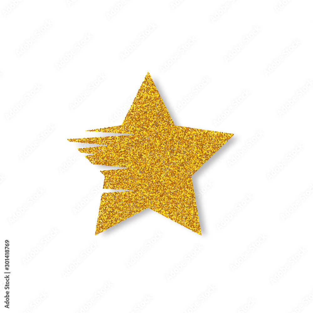 Obraz premium Gold glitter vector star. Golden sparkle luxury design element. Amber particles. eps 10