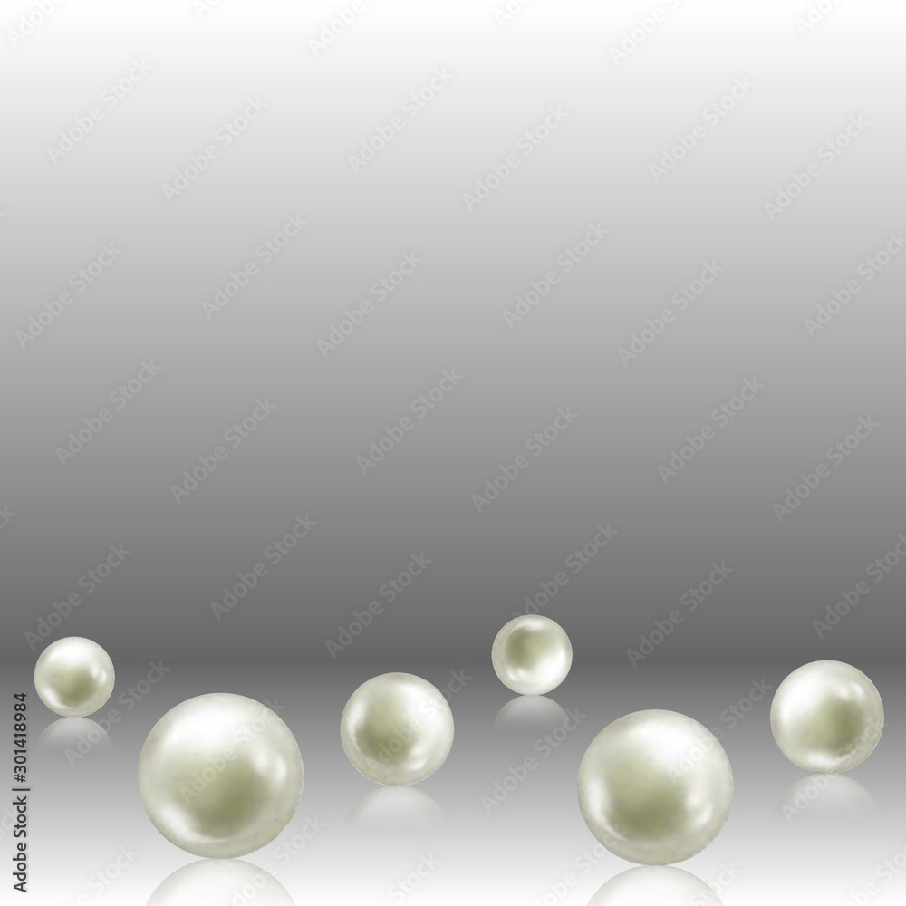Vector illustration of single shiny natural white sea pearls with light effects isolated on transparent background Vector illustration of single shiny natural white sea pearls with light effects isolated on transparent background