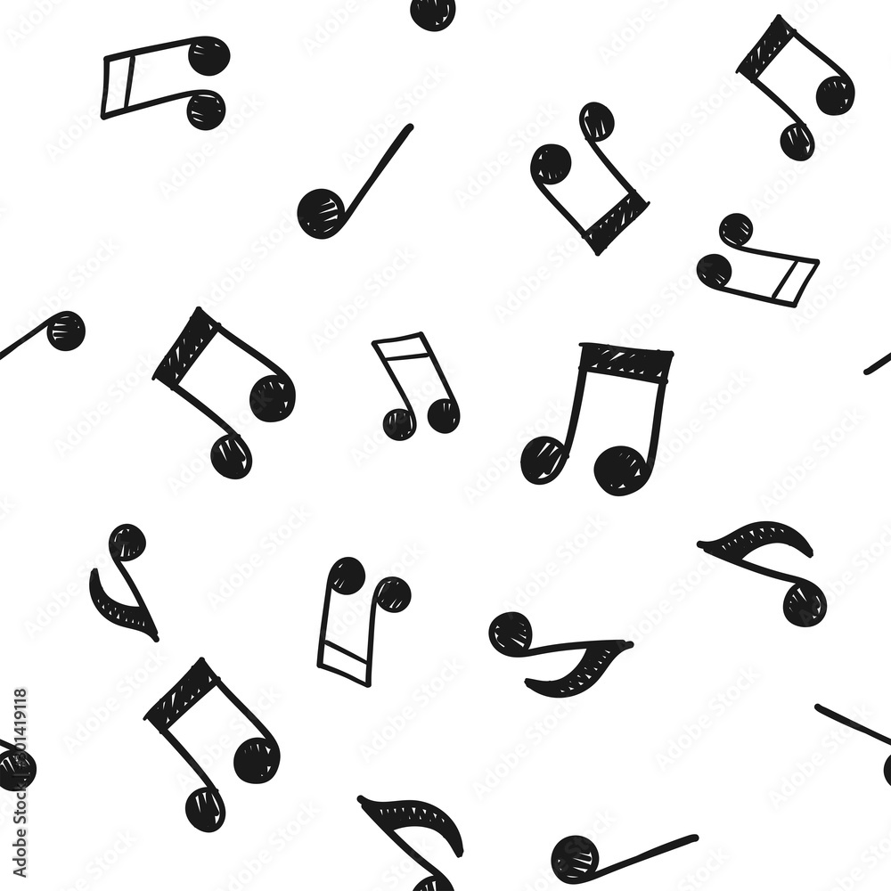 Musical notes doodles seamless pattern. Music symbols texture. Musical notes doodles seamless pattern. Music symbols texture.