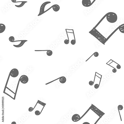 Musical notes doodles seamless pattern. Music symbols texture.