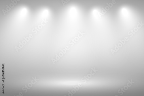 Product Showcase Spotlight Background - Crisp and Clear Infinite Horizon White Floor - Light Scene for Modern Clean Minimalist Design, Widescreen in High Resolution