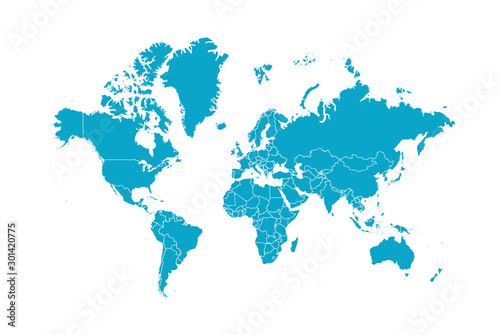 High Detail World map.All elements are separated in editable layers clearly labeled. Vector