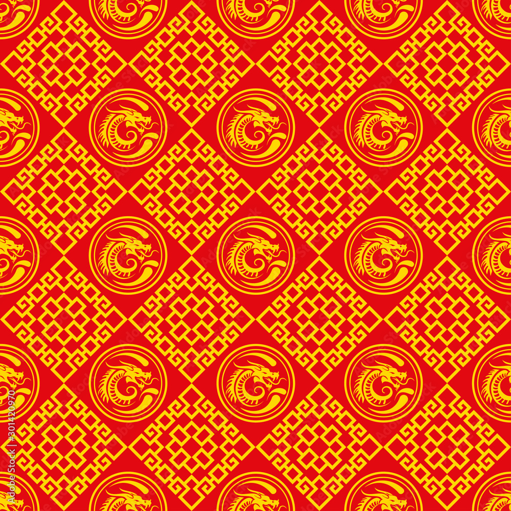 Chinese pattern. Red wallpaper pattern in oriental style. Seamless pattern. Ornament in Asian style. Vector image Chinese pattern. Red wallpaper pattern in oriental style. Seamless pattern. Ornament in Asian style. Vector image