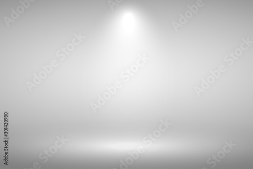 Product Showcase Spotlight Background - Crisp and Clear Infinite Horizon White Floor - Light Scene for Modern Clean Minimalist Design, Widescreen in High Resolution